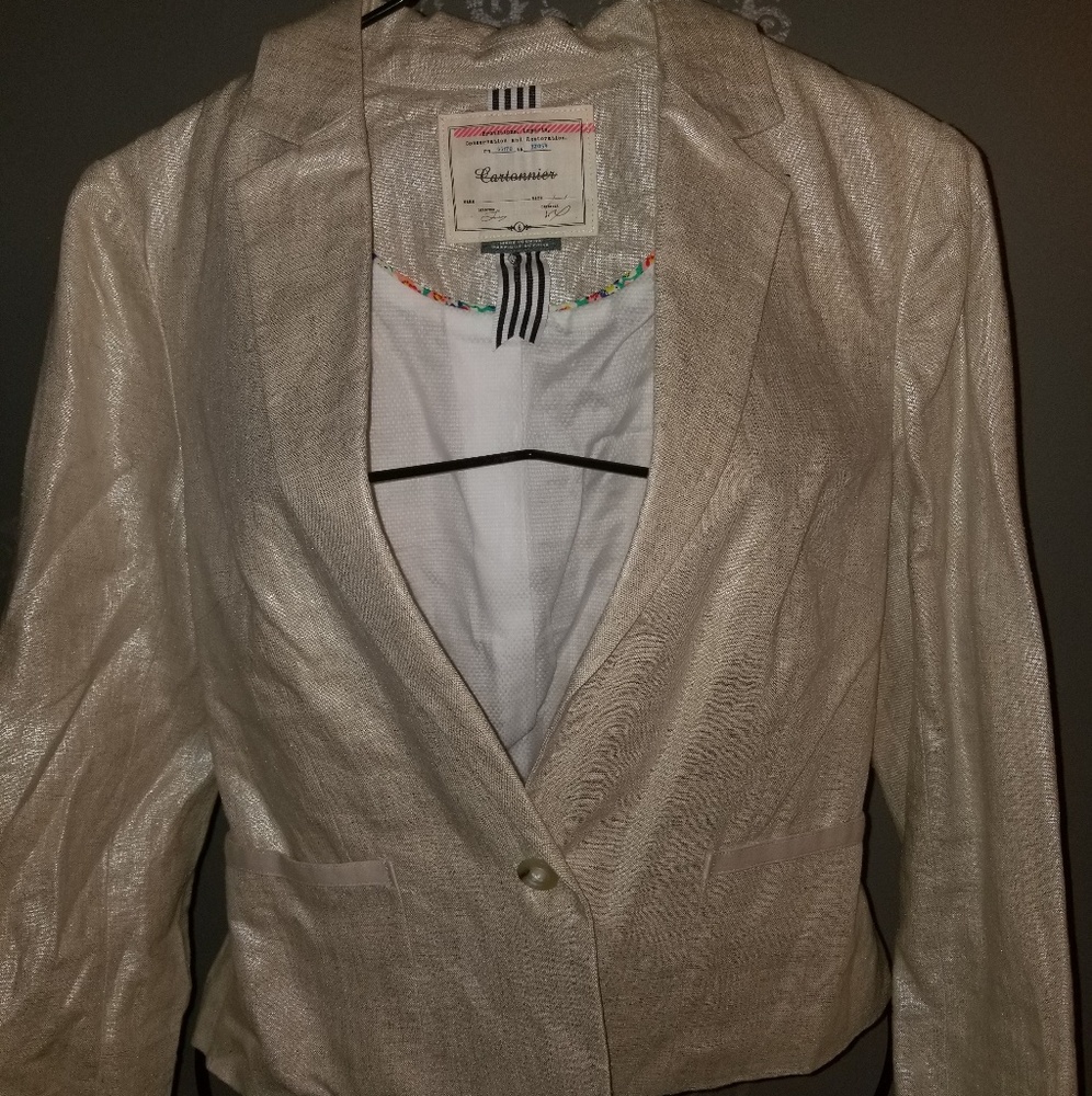 NWOT Anthropologie Cartononnier Gold Linen Blazer